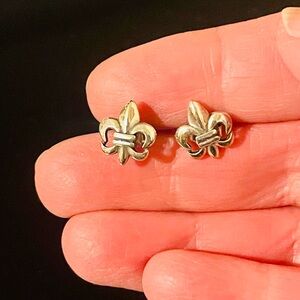 Small Sterling Silver 925 Fleur-de-Lis Earrings